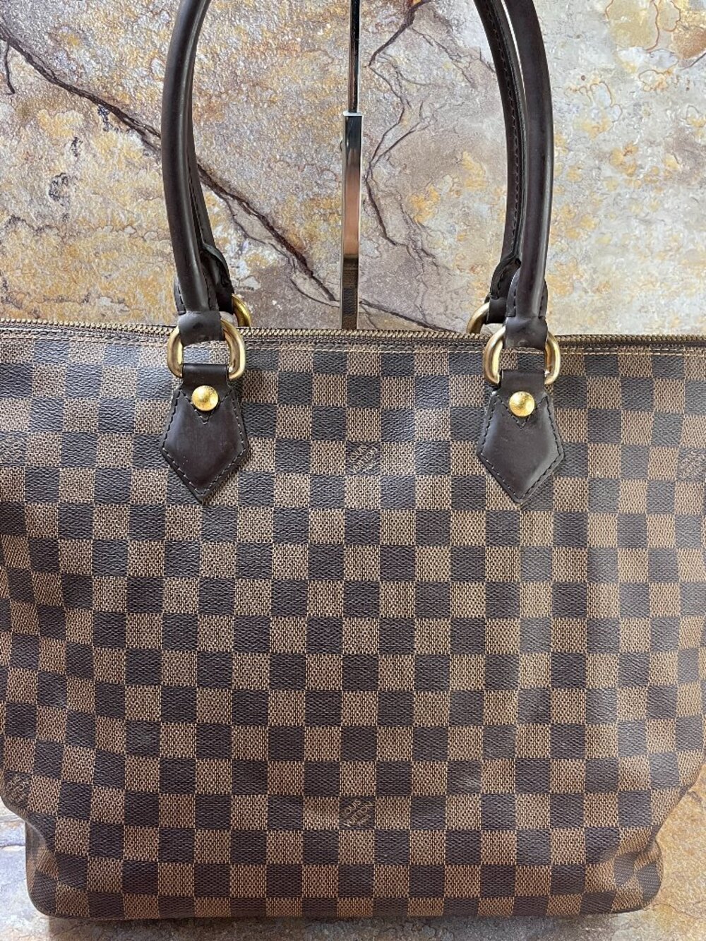 Louis Vuitton Saleya MM Tote Damier Satchel Handbag Leather Purse Zip